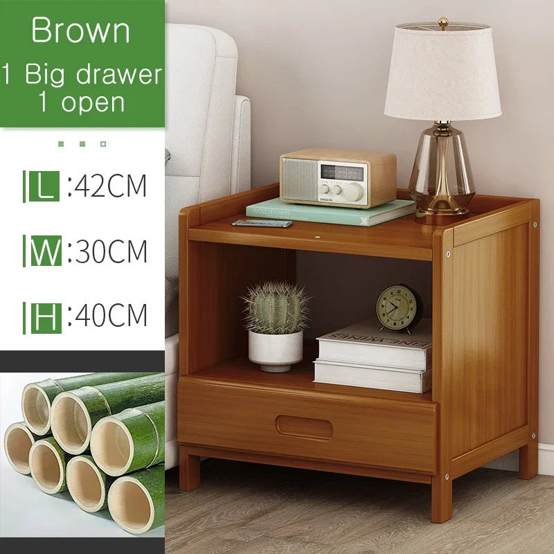 Rattan Nightstand, Boho Side Table with Drawer Open Shelf, Cane Accent Bedside End Table with Solid Wood Legs for Bedroom, Dorm and Small Spaces (Copy)