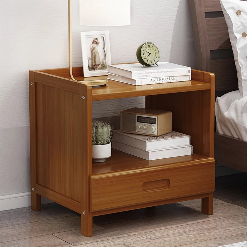 Rattan Nightstand, Boho Side Table with Drawer Open Shelf, Cane Accent Bedside End Table with Solid Wood Legs for Bedroom, Dorm and Small Spaces (Copy)